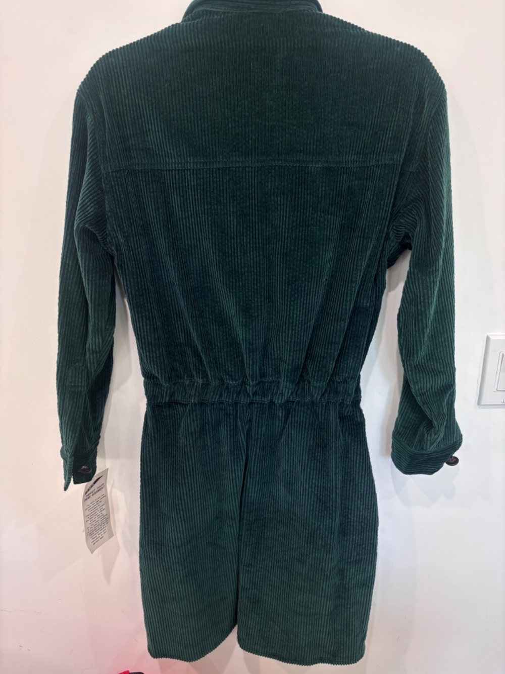 Vintage Fads Emerald Green Corduroy Shirt Dress Button Front Petite Size 6 - Picture 5 of 6